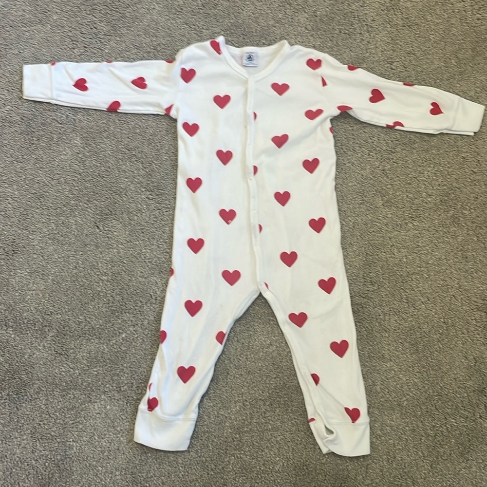 Petit bateau heart pajama 24months